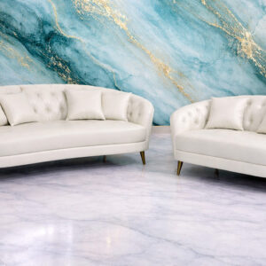 Faux-Leather Living Room Set in Bean-shape